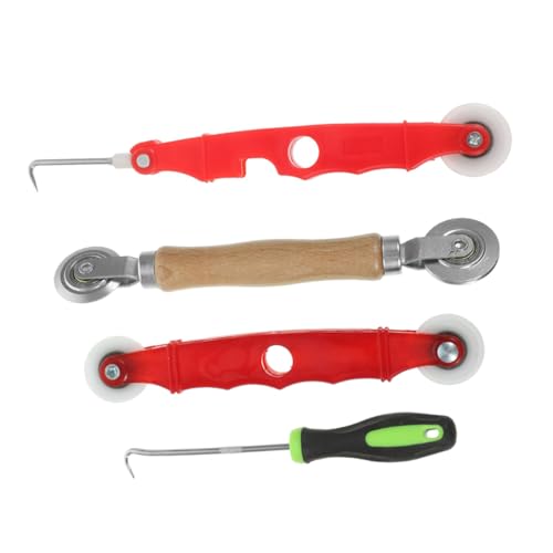 Homoyoyo 4 Stück Teiliges Spline Werkzeug für Fenstergitter Langlebige Druckrolle mit Rillenkugellager und Holzgriff Vielseitig für Verschiedene Gewebearten Einfache DIY Reparatur ohne von Homoyoyo