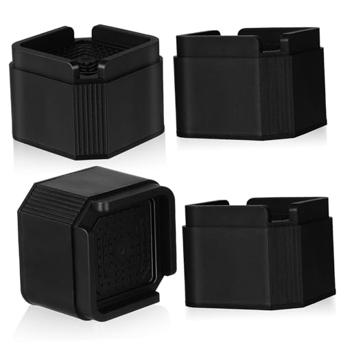 Homoyoyo 4 Stück Teiliges Stapelbare Möbelerhöhungen mit Verstellbarer Höhe Stabile Schwarze Tisch Sofafußverlängerungen Rutschfeste Möbelstützen für Schreibtisch Bett und Stuhl von Homoyoyo