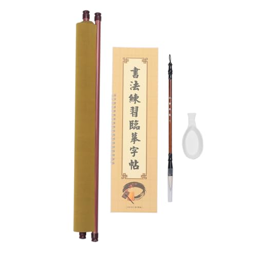 Homoyoyo 4 Stück Teiliges Wasser schreibtuch mit Pinsel und Kalligraphie teller Wiederverwendbares Kalligraphie übungsset mit Gittermuster Leicht Tragbar für Chinesische Pinselmalerei von Homoyoyo