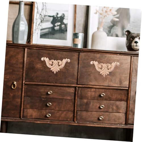 Homoyoyo 4 Stück Unlackierte Holzapplikationen Stilvolle Möbelornamente für Türen Schränke Fenster Vintage Stil Holzverzierungen Wohnkultur DIY von Homoyoyo