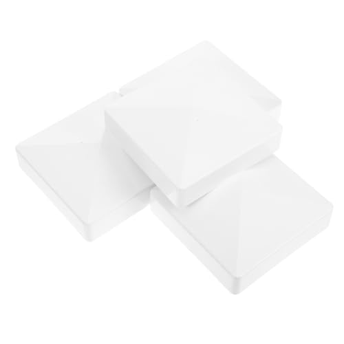 Homoyoyo 4 Stück Wetterfeste Vinyl Zaunpfostenkappen PVC Pyramidenpfosten Abdeckungen Riss und Fäulnisresistente Schutzkappen für und Deckpfosten Werkzeugfreie Schmutzabweisend von Homoyoyo