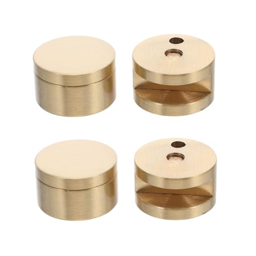 Homoyoyo 4 Stücke Runde Glasclips Messing Gold Wandhalter Spiegelhalter für Glasstärke Badezimmerspiegel Befestigung mit Schrauben und Dübeln Sichere und Stabile Montage von Homoyoyo