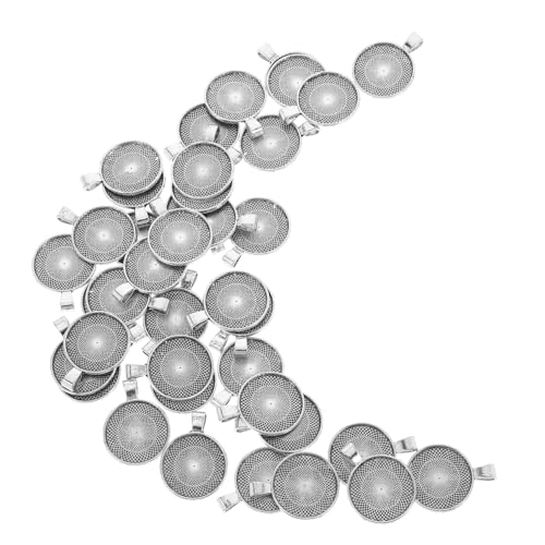 Homoyoyo 40 Stück Runder Anhängersockel Zubehör Zur Herstellung Von Cabochon-schmuck Hängende Lünette Einfassungen Tabletts Cabochon-tablett Runde Hängetabletts Zinklegierung Silber von Homoyoyo