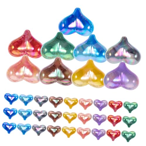 Homoyoyo 40 Stück Teiliges Herzförmiger Acrylperlen in Bunten Farben Glatte Oberfläche Auffädeln für DIY Armbänder Halsketten und Schmuckherstellung für Kreative Bastelprojekte und von Homoyoyo