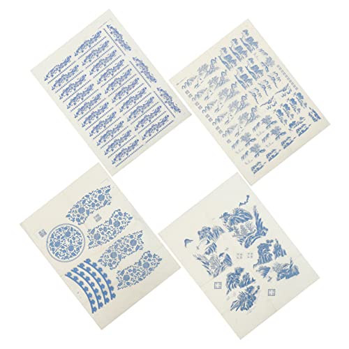 Homoyoyo 4blätter Aufkleber Dekoratives Transferpapier Filigrane Keramik-Aufkleber Transfer-Aufkleber Für Haushalt Schneidbar Klassisch Schick von Homoyoyo