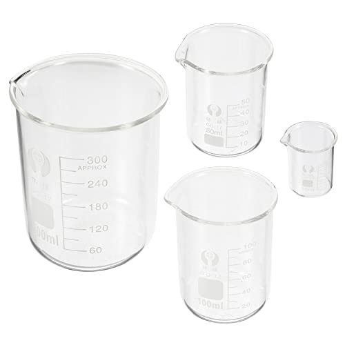 Homoyoyo 4stücke Laborbecher Aus Glas Mit Ausguss Für Präzise Messungen Becherset Für Laborausstattung Hochtemperaturbeständig Und Wiederverwendbar Stabiler Boden Für Erhöhte Stabilität von Homoyoyo