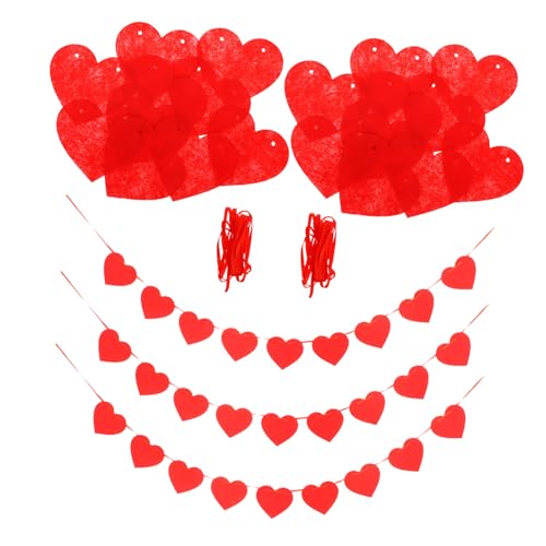 Homoyoyo 5 Sätze Herzgirlande aus Langlebigem Vliesstoff Wiederverwendbare Hängende Valentinstag Dekoration Romantisches Banner für Hochzeit Geburtstag Party Wand und Deckenhänger von Homoyoyo