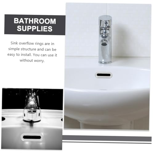 Homoyoyo 5 Stück Ovaler Überlaufabdeckung für Badezimmer Waschbecken Langlebiger Abs Kunststoff Kompatibel mit Keramikbecken Glatte Oberfläche Einfache Montage Dekorative Abflussdeckel für von Homoyoyo