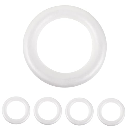 Homoyoyo 5 Stück Teiliges DIY Styropor Donut Bastelset Runde Schaumstoffringe Kreative Weihnachtskranz Ornamente Bemalbar Vielseitig für Winter und Festtagsdekorationen von Homoyoyo