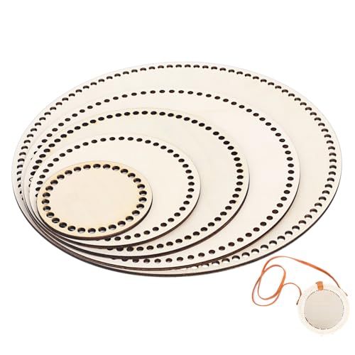 Homoyoyo 5 Stück Teiliges Holz Korbboden zum Häkeln und Flechten Runde Mini Tasche Bodenbasis mit Vielen Löchern Stabile DIY Korb Taschenunterlage für Vielseitiges Handarbeiten Homoyoyo 5 Stück Teiliges Holz Korbboden zum Häkeln und Flechten Runde Mini Tasche Bodenbasis mit Vielen Löchern Stabile DIY Korb Taschenunterlage für Vielseitiges Handarbeiten von Homoyoyo