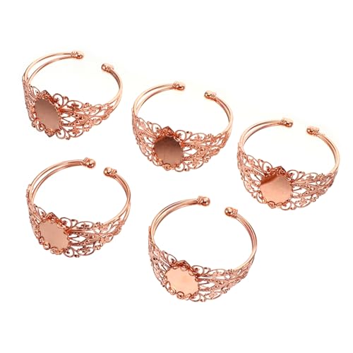 Homoyoyo 5 Stück Teiliges Ovales Lünette Manschettenarmband Verstellbar Blankes Tablett für DIY Schmuckherstellung Roségoldfarbene Komfortabel und Sicher für Personalisierte Geschenke von Homoyoyo