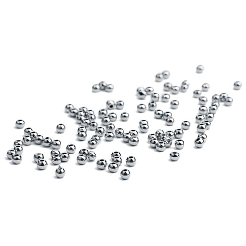 Homoyoyo 50 Stück Edelstahl Perlen Große Loch DIY Schmuck Zubehör Runde Perlen zum Auffädeln für Armbänder Halsketten Bastelperlen Korb Edelstahlfarbe von Homoyoyo