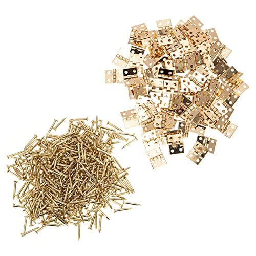 Homoyoyo 50 Stück Mini Messing Scharniere für Schmuckkästen Holzmöbel Scharniere für Bastelprojekte Puppenhäuser und Möbelreparatur von Homoyoyo