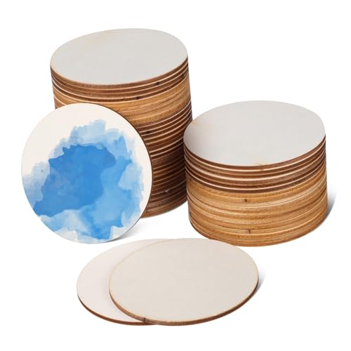 Homoyoyo 50 Stück Runde Holzscheiben aus Unbehandeltem Pappelholz Glatte Oberfläche für Holzschnitzerei Basteln und DIY Dekoration Natürliche Holzplättchen für Wanddeko und Möbelverzierung von Homoyoyo