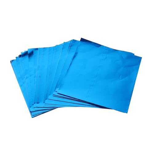 Homoyoyo 500 Stück Aluminiumfolie Süßigkeiten Verpackungen Blau Glänzend Quadratisch Langlebige Folienblätter für Schokolade Tee Vielseitig für Geburtstag Party Süßwaren Verpackung von Homoyoyo