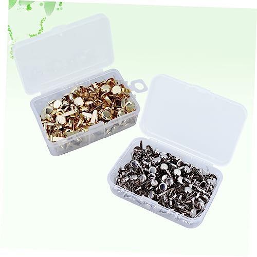 Homoyoyo 500 Stück Metall Brads Silber und Gold Rundkopf Musterbeutelklammern Rostfrei mit Praktischer Aufbewahrungsbox für Scrapbooking Basteln und Papierbefestigung von Homoyoyo