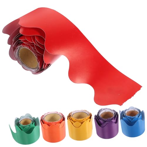 Homoyoyo 6 Rollen Selbstklebende Wellen Bordüren Aufkleber Dekorative Pinnwand Ränder in Farben Rot Grün Gelb Orange Vielseitig für Klassenzimmer Büros Tafeln und Fenster Geeignet von Homoyoyo
