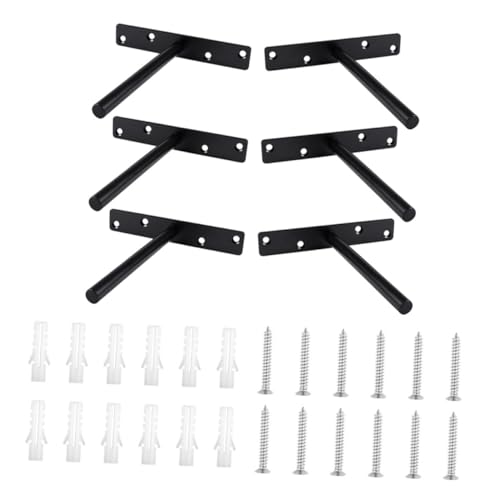 Homoyoyo 6 Sätze Schwerlast Unsichtbare Regalhalterungen Versteckte Wandhalterung aus Robustem Eisen Schwimmende Halter für Holzregale Einfache Montage Platzsparende DIY Lagerlösung von Homoyoyo