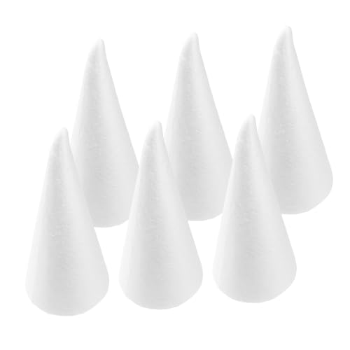 Homoyoyo 6 Stück DIY Styroporkegel für Weiße Bastelzubehör für Weihnachtsdekoration und Kreative Projekte für Zuhause und Schulprojekte von Homoyoyo