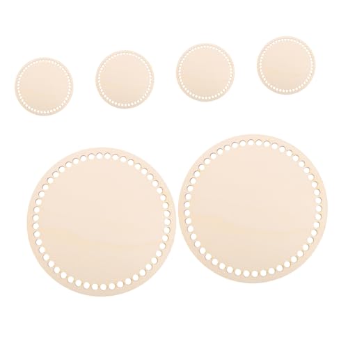Homoyoyo 6 Stück Einen runden Korbboden Machen gehäkelter Korbboden runder Flechtkorb Korbboden weben Strickbasis runder Korbboden Runde Basis häkeln Korb unten Webkorbbasis Holz Beige von Homoyoyo