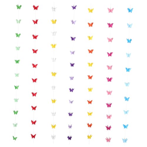 Homoyoyo 7 Stück Teiliges Schmetterling Papiergirlande Leichte Hängende Dekoration für Geburtstag Hochzeit Party Farbenfrohe Schmetterlingskette mit Einfachem Aufhängen von Homoyoyo