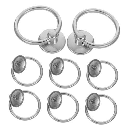 Homoyoyo 8 Stück Teiliges Metall Ring Schubladengriffe Runde Möbelknöpfe Zinklegierung Einzeln zu Montierende Schrankgriffe Silberfarbene Möbelbeschläge für Kommode Kleiderschrank von Homoyoyo