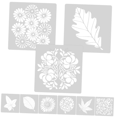 Homoyoyo 9 Stück Teiliges Blumenschablonen Langlebigem Pet Wiederverwendbar Leicht zu Reinigen für Wandgestaltung Acrylmalerei DIY Wohnkultur mit Großflächigen Blumen Blättermustern von Homoyoyo
