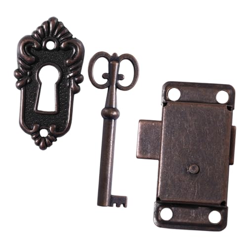 Homoyoyo Antikes Schrankschloss mit Schlüssel Retro Möbel Schloss Vintage Design für Schmuckkasten und Möbel Einfache Montage Vielseitig Einsetzbar Teiliges von Homoyoyo