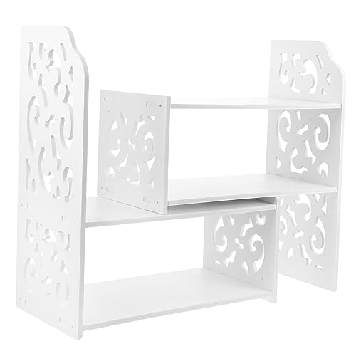 Homoyoyo Verstellbares Bücherregal Desktop-Organizer Für Schreibtisch Für Büro Und Studentenwohnheim Platzsparend Und Elegant Weiß von Homoyoyo
