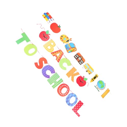 Homoyoyo Back To School Party Banner Set Bunte Buchstaben und Apfel Dekoration Leicht Montierbar mit Aufhängeseil Symbolische Lernmotivation für Klassenzimmer und Schulanfang Feier von Homoyoyo