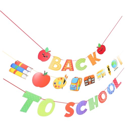 Homoyoyo Papierbanner Zum Schulanfang Wiederverwendbares Alphabetbanner Für Klassenzimmer Mit Papieräpfeln Bleistiften Und Büchern Hängende Dekoration Für Einrichtung Einer Schulparty von Homoyoyo