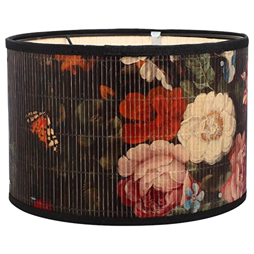 Homoyoyo Bambus-Lampenschirm Floraler Trommel-Lampenschirm E27-Kronleuchter-Lichtschirm Japanische Lampenabdeckung Für Hängende Steh-Tischlampe B von Homoyoyo