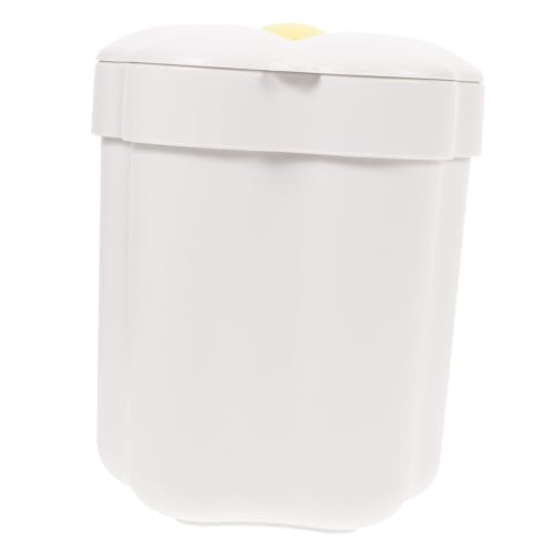 Homoyoyo Blumenförmiger Kleiner Mülleimer mit Deckel Dekorativer Tischabfalleimer für Büro und Schlafzimmer Weißer Desktop wastebasket Kompakte Aufbewahrung und Geruchsdichter Papierkorb von Homoyoyo