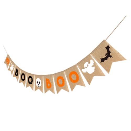 Homoyoyo Boo Halloween Banner Jute Party Wimpelkette Hängend Lustige Festivaldeko Für Innen Außen Kamindekoration Fotohintergrund von Homoyoyo