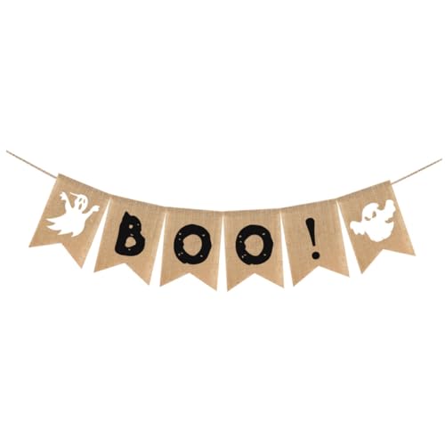 Homoyoyo Boo Halloween Hängendes Banner Festliche Party Dekoration aus Leinen Vielseitiger Dekoartikel für Zuhause Hotel Supermarkt für Gruselige Halloween Feier von Homoyoyo