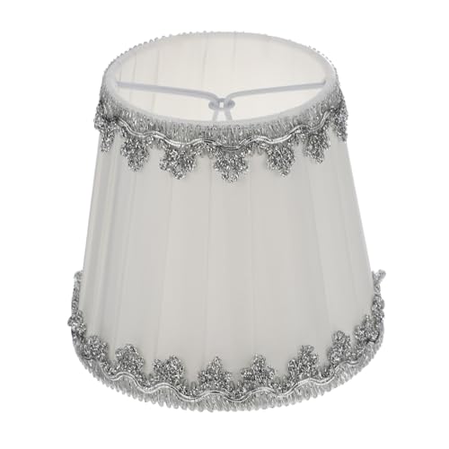Homoyoyo Cloth Lampenschirm Weiß mit Silberkante Einfacher Lampenschirm für Tischlampe und Deckenleuchte Schutz vor Hitze und Staub Leicht zu Montieren Ersatz für Wohnzimmer und von Homoyoyo