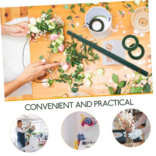 Homoyoyo DIY Blumenstiele mit Metall drahtstielen und Dunkelgrünem Floristik klebeband Naturgetreue Langlebige Blumenbindedraht für Hochzeitsfloristik Bastelarbeiten und Dekorative von Homoyoyo