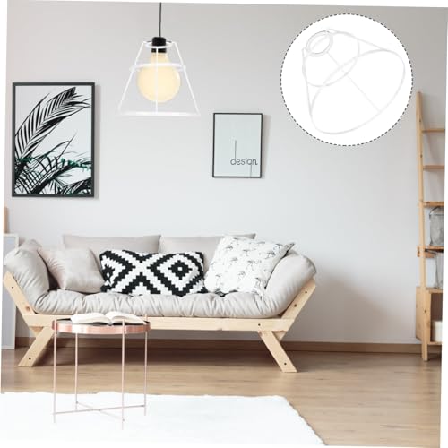 Homoyoyo DIY Tischlampen Lampenschirm Gestell aus Robustem Eisen Konisch Doppellagig Weiß Retro Stil Lampenrahmen für Nachttisch Schreibtisch und Stehleuchte Vielseitig Kompatibel und von Homoyoyo