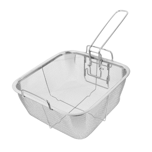 Homoyoyo Edelstahl Frittierkorb Eckig 20 Cm – Quadratischer Pommeskorb Mit Griff Für Fritteuse - Ideal Zum Frittieren Von Hähnchenflügeln - Garnelen Und Zwiebelringen von Homoyoyo