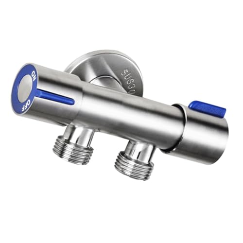 Homoyoyo Edelstahl Waschmaschinen Wasserhahn Doppelgriff Ein Ausgang Kaltwasserhahn für Spüle mit Zwei Ausläufen Einfache Montage Langlebig Gebürstete Oberfläche Modernes Design von Homoyoyo