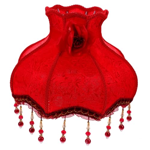 Homoyoyo Europäischer Lampenschirm Stoff Lampenabdeckung mit Blumen und Perlen Dekor Vintage Ersatz Lampenschirm für Schreibtischlampe Langlebiger Retro für Warme Raumbeleuchtung von Homoyoyo