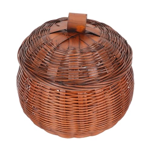 Homoyoyo Geflochtener Eierkorb Mit Deckel – Ideal Zum Warmhalten - Perfekter Aufbewahrungskorb Für Eier - Gemüse Oder Obst Dekorativer Rattankorb Für Küche Und Kinderzimmer 13 Cm von Homoyoyo