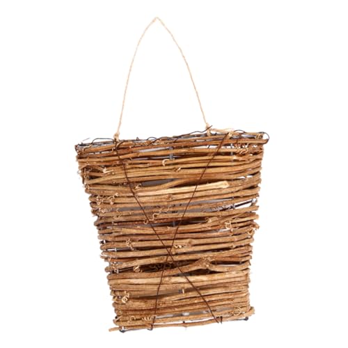 Homoyoyo Geflochtener Kleiner Hängender Blumenkorb aus Rattan Handgefertigt Robuste Struktur Dekorative Wanddeko für Innenräume Passend für Balkon Flur Thanksgiving und Weihnachtsdekoration von Homoyoyo