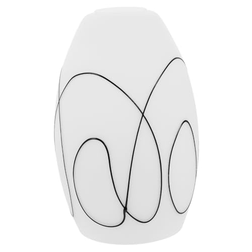 Homoyoyo Glas Lampenschirm Ersatz Oval Mattweiß mit Schwarzer Linie Doppelte Öffnung Langlebiger Lampenschirm für Pendelleuchten und Deckenlampen Sanftes Lichtschutzglas von Homoyoyo