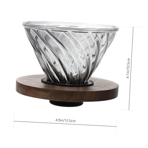 Homoyoyo Glas kaffeefiltertrichter in Rauchgrau mit Schwarzem Walnussholzständer Langlebig Sicher Leicht zu Reinigen Wiederverwendbar für Haushaltskaffeesieb von Homoyoyo