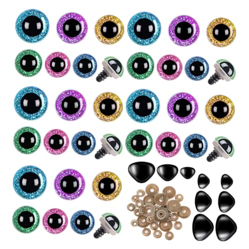 Homoyoyo Glitzernde Sicherheitsaugen und Nasen Kunststoff Puppenaugen mit Unterlegscheiben für DIY Basteln Häkeltiere Kreative Kinderprojekte Homoyoyo Glitzernde Sicherheitsaugen und Nasen Kunststoff Puppenaugen mit Unterlegscheiben für DIY Basteln Häkeltiere Kreative Kinderprojekte von Homoyoyo