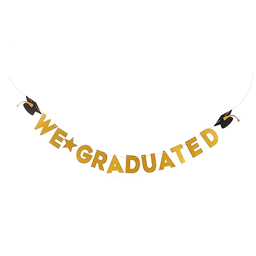 Homoyoyo Graduation Theme Banner Gold Zugfestes Papier Party Deko Fotohintergrund für Abschlussfeier Senior Year Party Dekoration von Homoyoyo