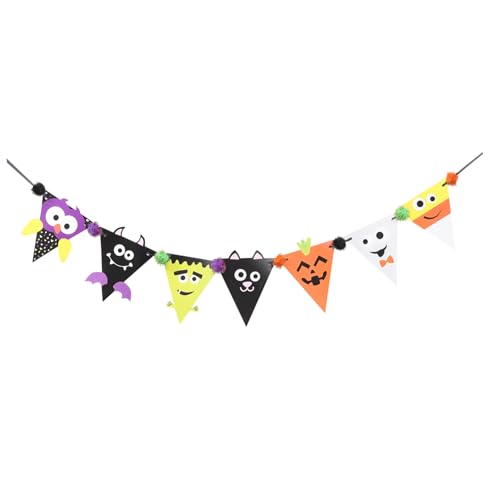 Homoyoyo Halloween Wimpelkette Papier Banner mit Klassischen Motiven Leichte Langlebige Partydeko für Innen und Außen Vielseitig als Foto Requisit und Stimmungsvolle Halloween von Homoyoyo