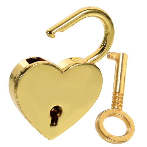 Homoyoyo Herzförmiges Metall Vorhängeschloss mit Schlüssel Rostbeständig Vielseitig für Gepäck Schmuck und Aufbewahrungsboxen Dekoratives Liebesschloss in Gold Valentinstagsgeschenk von Homoyoyo