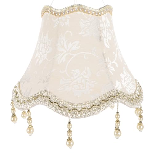 Homoyoyo Hochwertiger Stoff lampenschirm mit Blumenmuster und Perlenquasten Dekorativer Ersatz lampenschirm für Tischlampen und Deckenleuchten Langlebig Robust Hotel Wohnraumgeeignet von Homoyoyo